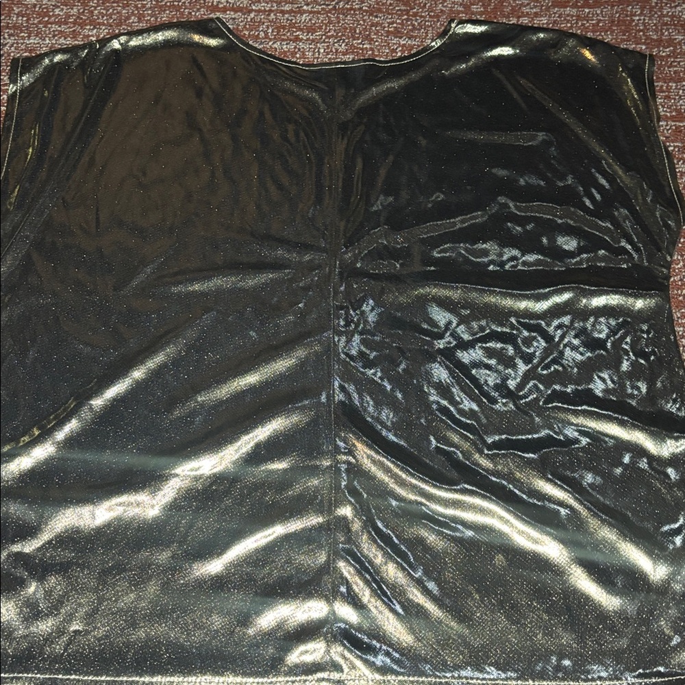 Vintage Liquid Metal Gold Metallic Top shirt sleeve loose fit shirt flowy large - Picture 6 of 11